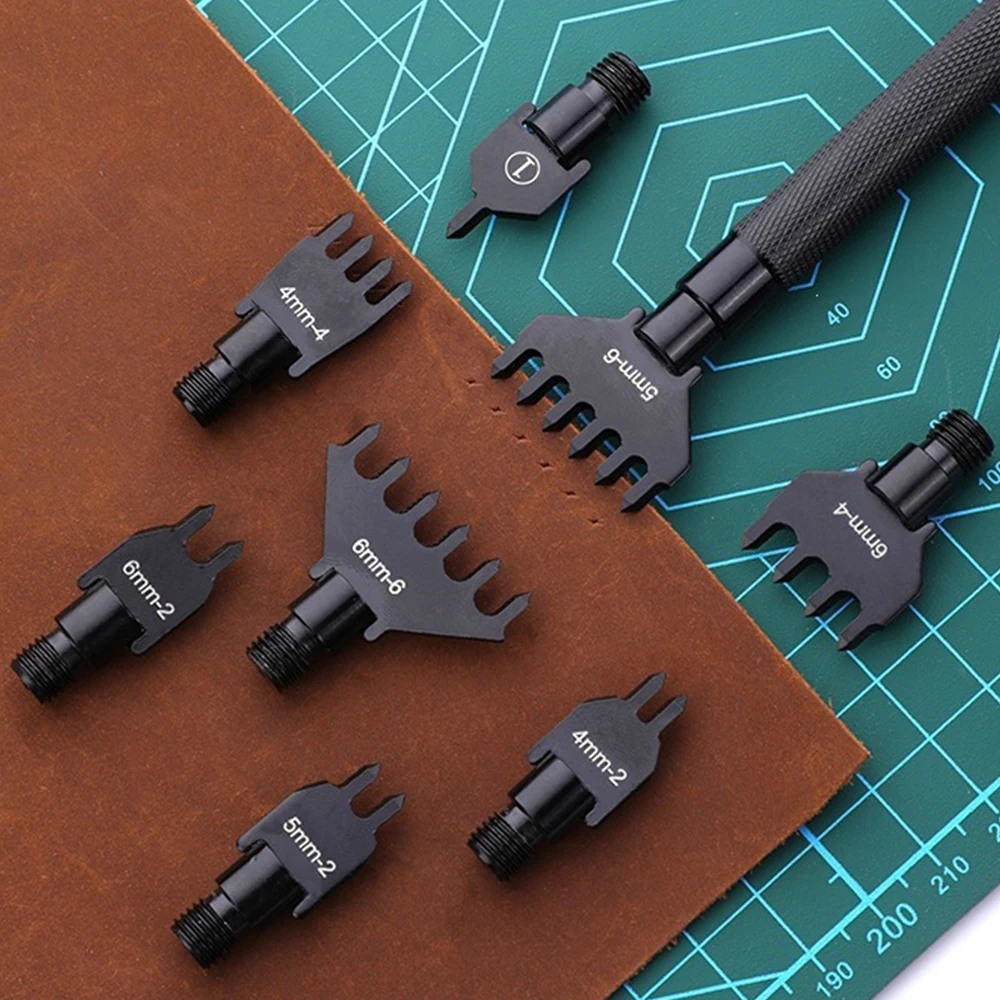 Detachable Black Steel Diamond Cutting Set Method Cutting Teeth 1+2+4+6 Upgraded Version 4/5/6mm Pitch DIY Leather Drilling Tool