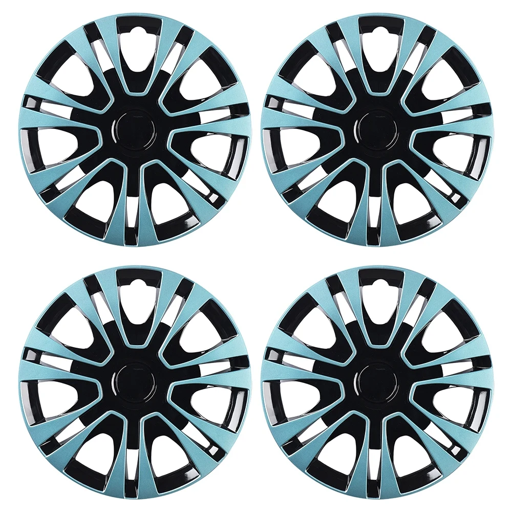 4pcs/set ABS 13 Inch Car Vehicle Wheel Sky Blue Rim Cover Hub Caps R13 Racing Style Rim Center Cover Car Exterior Accessories