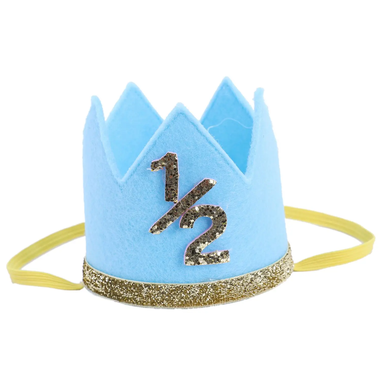 Newborn Infant Toddler Baby Girl Boy Half 1/2 First Second Third Birthday Crown Party Cake Smash Headband Hair Accessories blue