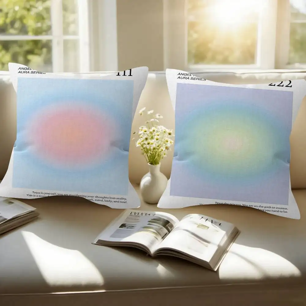 Trendy Angel Number Aura Gradient Personalized Pillow Dust Cover Bedroom Kids Party Decoration Pillowcase Birthday Children Gift