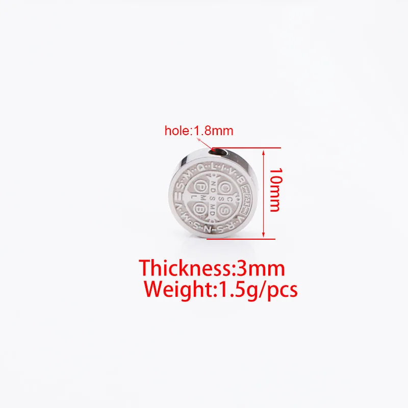 5pcs Stainless Steel San Benito Bead Charm For Jewelry Making Gold/Silver Color Metal St Benedict Cross Bead 8mm/10mm Wholesale