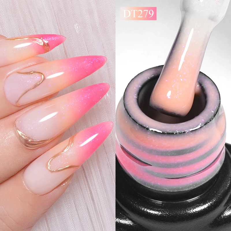 MEET ACROSS 7ml Shimmer Thermal Gel Nail Polish 3 Colors Temperature Changing Soak Off UV Gel Varnish All For Nail Art Manicure