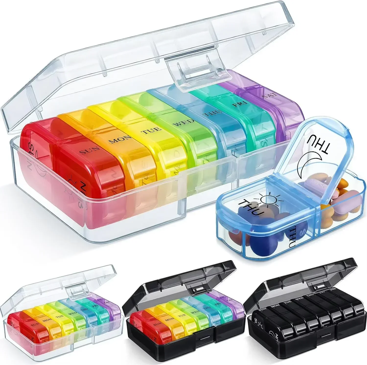 

1PC Weekly Pill Case Pillbox 7 Days Medicine Tablet Box Portable Travel Drugs Storage Organizer Secret Compartments Pill Box