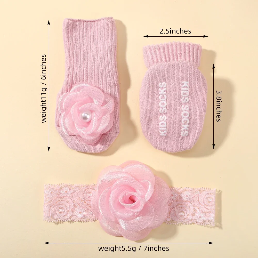 Süße Spitze Rose Blume Baby Socken Haarband Set 2024 Kleinkind rutsch feste atmungsaktive kurze Socken Neugeborenen Stirnband Sets Geschenk