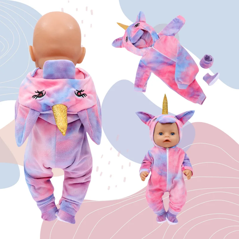 43 cm Doll Outfits for 17-18Inch Dolls Baby Born Doll Cute Jumpers Rompers Suit+Shoes Warm Clothes on A Doll Baby Christmas Gift