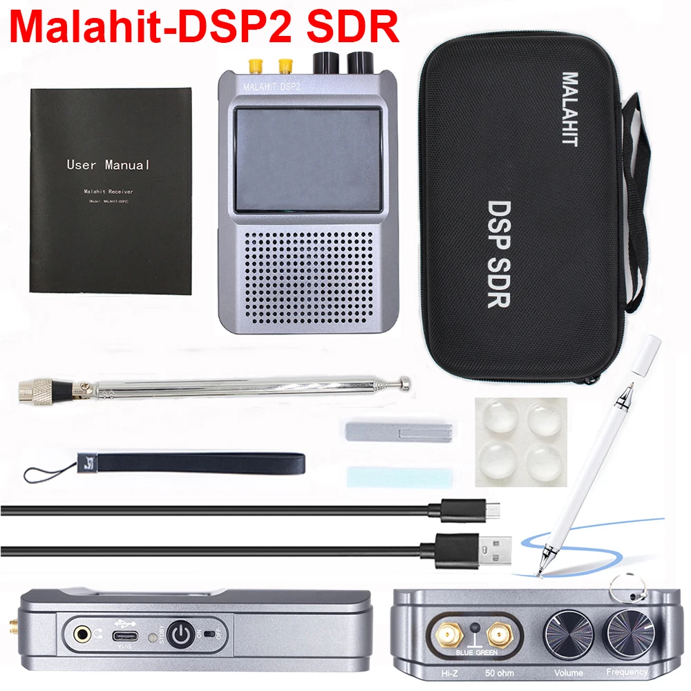 New Firmware 2.30 Second Generation DSP2 SDR Malachite Radio Receiver 10kHz-380MHz 404MHz-2GHz Stereo Radio 5000mAh Battery