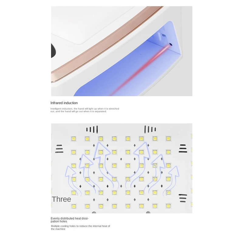 모든 젤 네일 광택제 모션 감지 매니큐어 페디큐어 경화용 UV 램프, 네일 드라이어, 90 LED, 380W