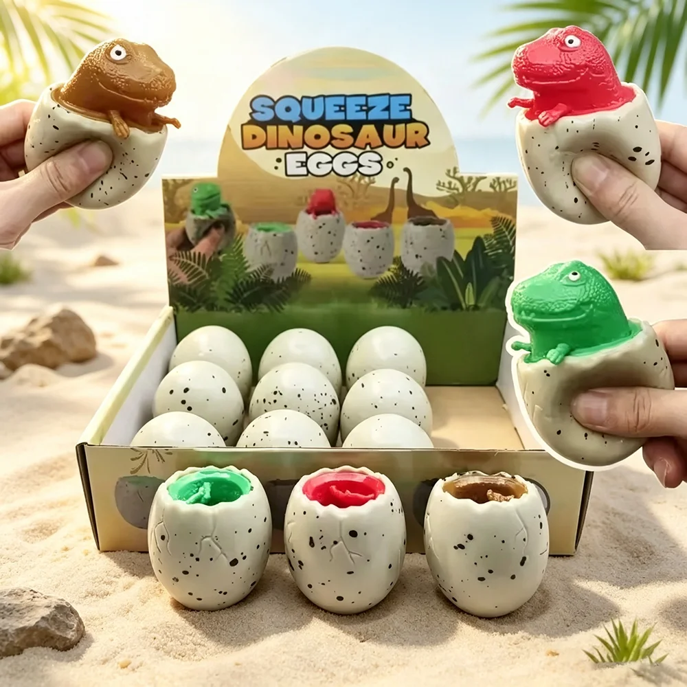 Pop‑up Dinosaur Egg Squeeze Fidget Toy Soft Squishy Surprise Egg Stress Ball Anxiety Relief Sensory Fidget Toy For Party Gift