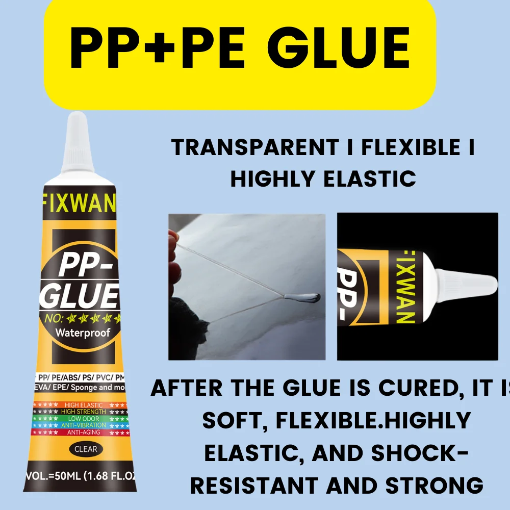 FIXWANT Polypropylene PP กาว PE EVA POM PU พลาสติกหนังกันน้ํากาวนุ่ม Strong PVC กาว 50ML