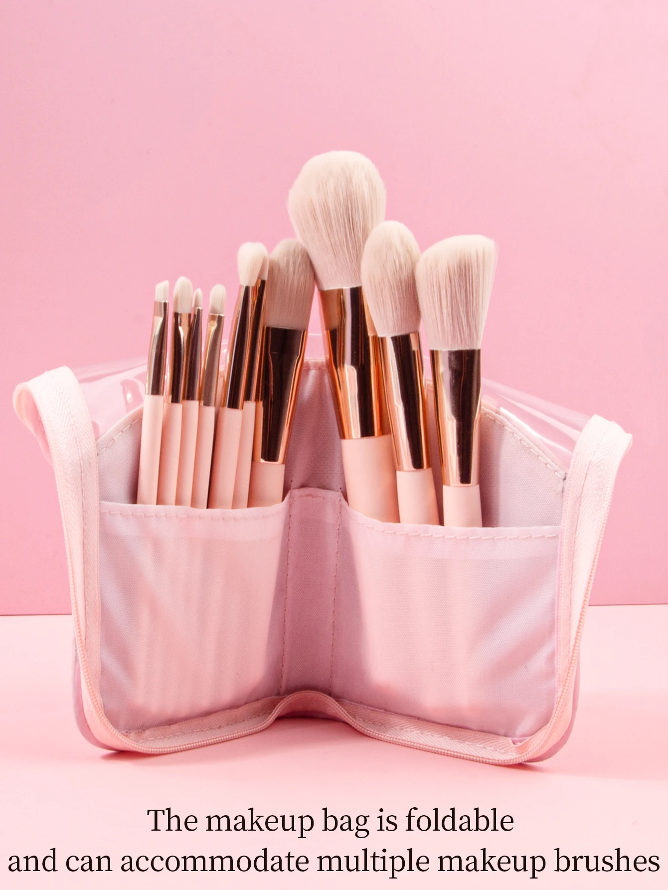 Estuche para brochas de maquillaje, soporte para brochas de maquillaje, bolsa de cosméticos impermeable de viaje, taza de maquillaje plegable de pie con cremallera