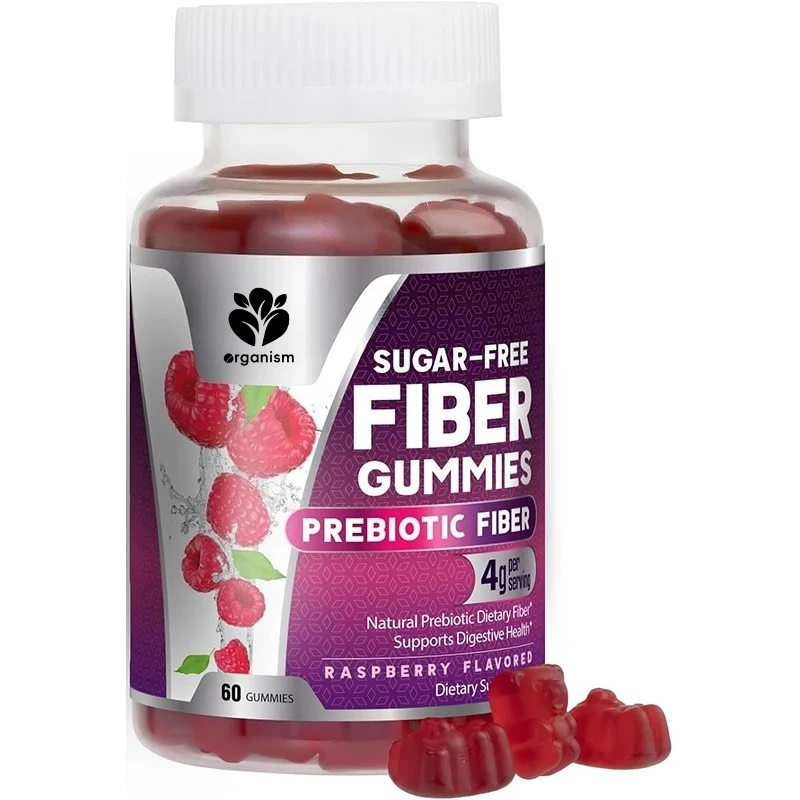 

Fiber supplement gummies - Digestive health and regularity support -4g prebiotic plant-based fiber raspberry flavor -60 capsules