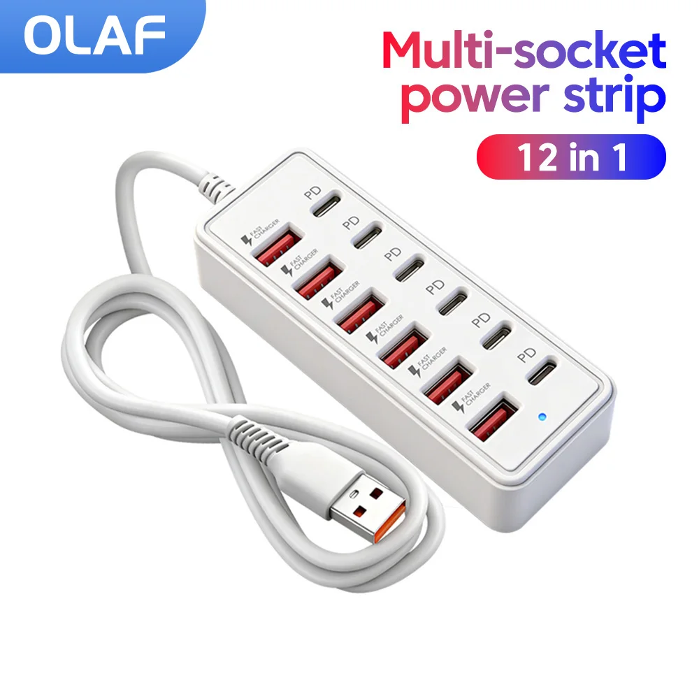 Multiport USB Charger Station 12 in 1 Power Strip Desktop Charging Station USB