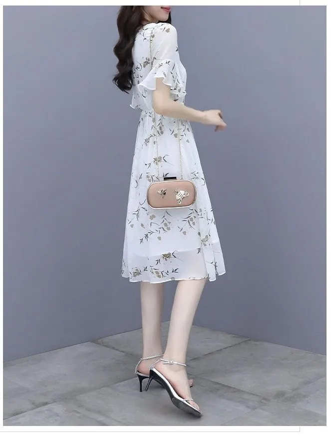 Abiti a maniche corte da donna per feste estive Boho stampa animalier che scorre vita alta girovita costumi da bagno prendisole resort semplice