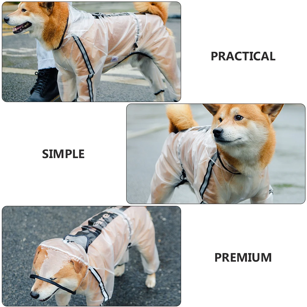 

Rain Coat for Dogs Waterproof Poncho Pet Small Raincoat Reflective White Tpu Coats