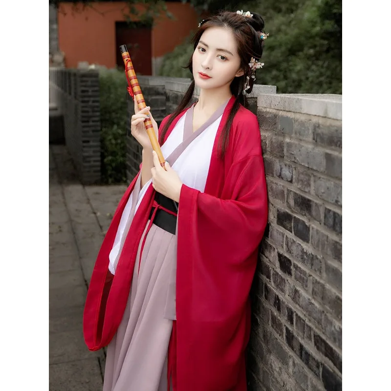 Hanfu women's new ancient clothing super fairy energy improvement antique style small red wide-sleeved fairy skirt daily