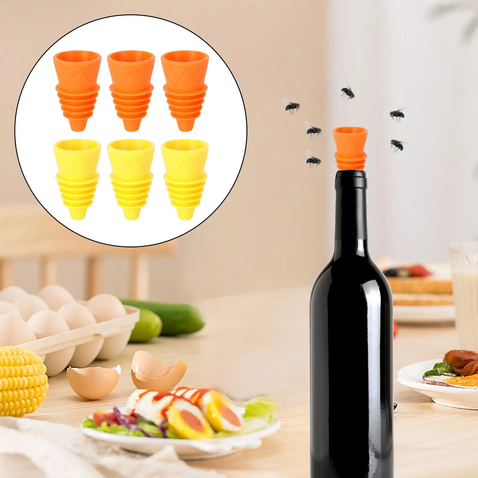 6 ชิ้นผลไม้ Fly Catcher ล้างทําความสะอาดได้ทนทานนํามาใช้ใหม่สําหรับภายในบ้านบาร์กลางแจ้ง