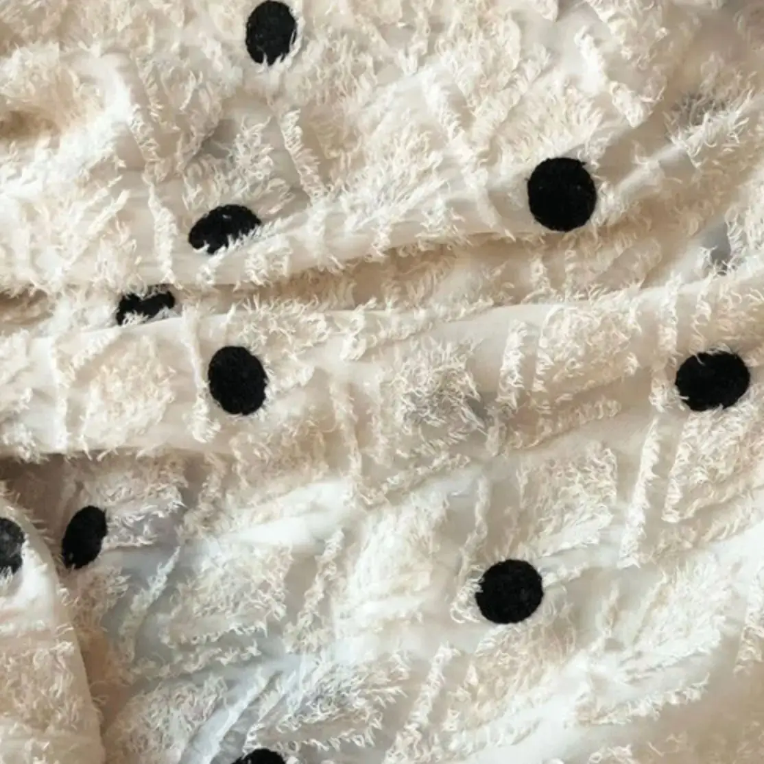

New Fringe Black Polka Dot Chiffon Cut Fabric Diamond Plaid Fabric DIY Women's Dress Skirt Home Decor Fabric