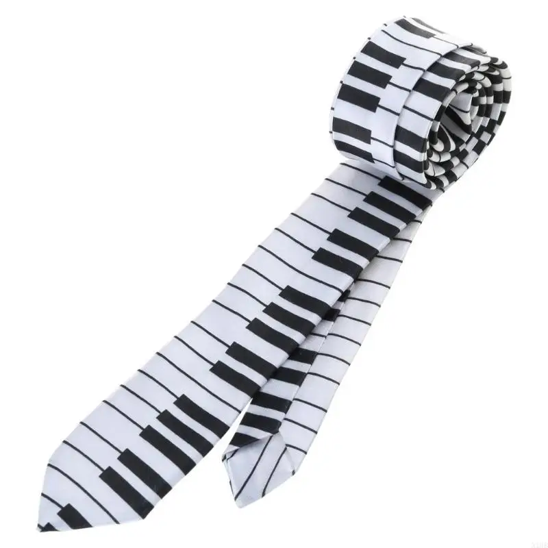 

Men's Black & White Piano Keyboard Necktie Tie Skinny Music Tie