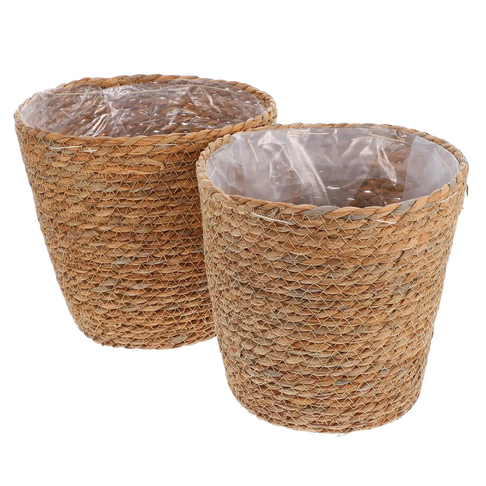 

2Pcs Seagrass Pot Cover Seagrass Basket Woven Plant Basket Home Storage Decorative ganizer Retro Supplies