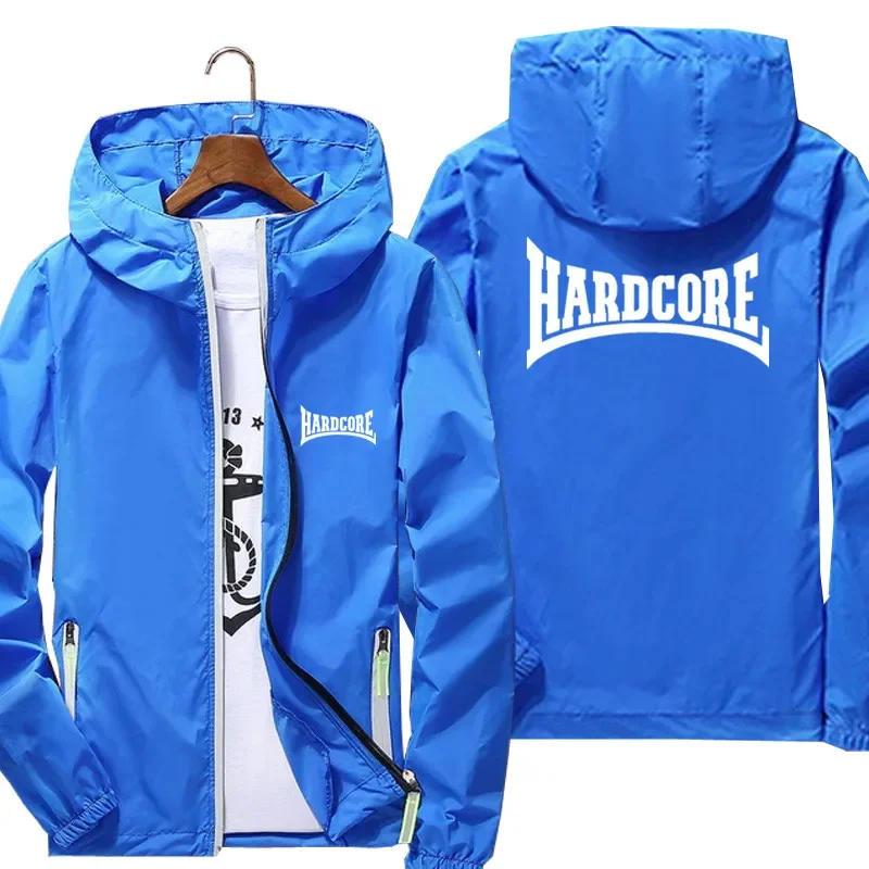 Men Hardcore Reflective Zipper Thin Windbreaker Bomber Hooded Jacket Outdoor Sports Pilot Coat Unisex Clothing