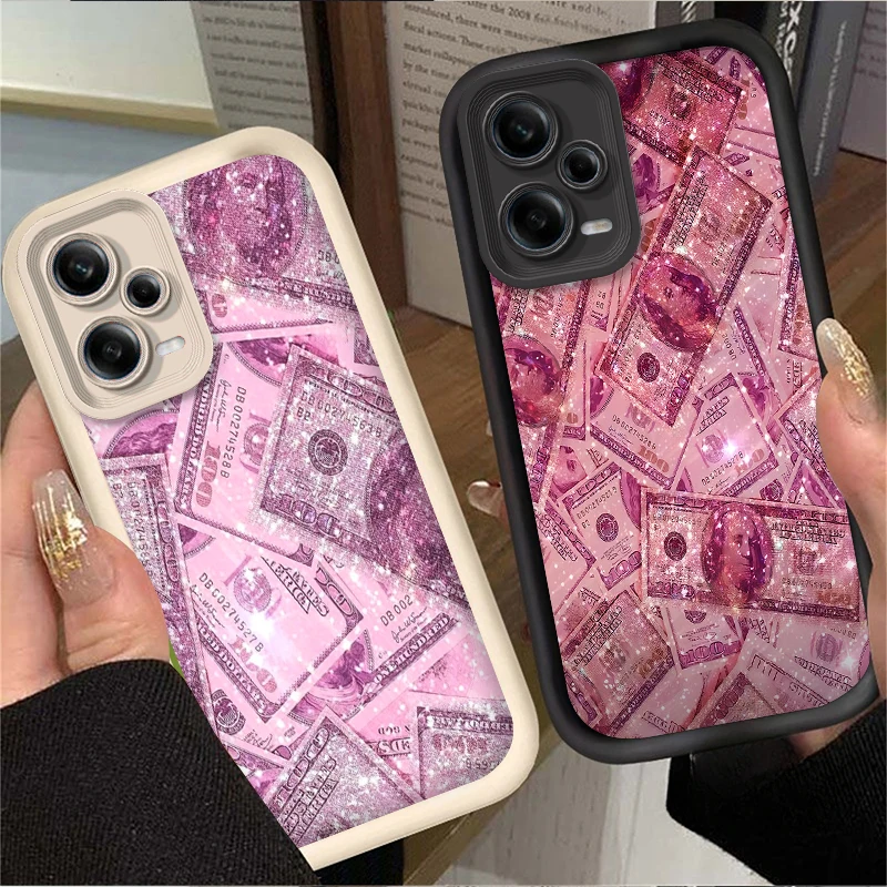 حافظة بتصميم الأوراق النقدية بالدولار الوردية لهاتف Xiaomi Redmi Note 13 14 12 11 Pro Plus 5G 12S 11S 10s 10 9 Redmi 14C 13C 12C 12 4G A3 A3X #1