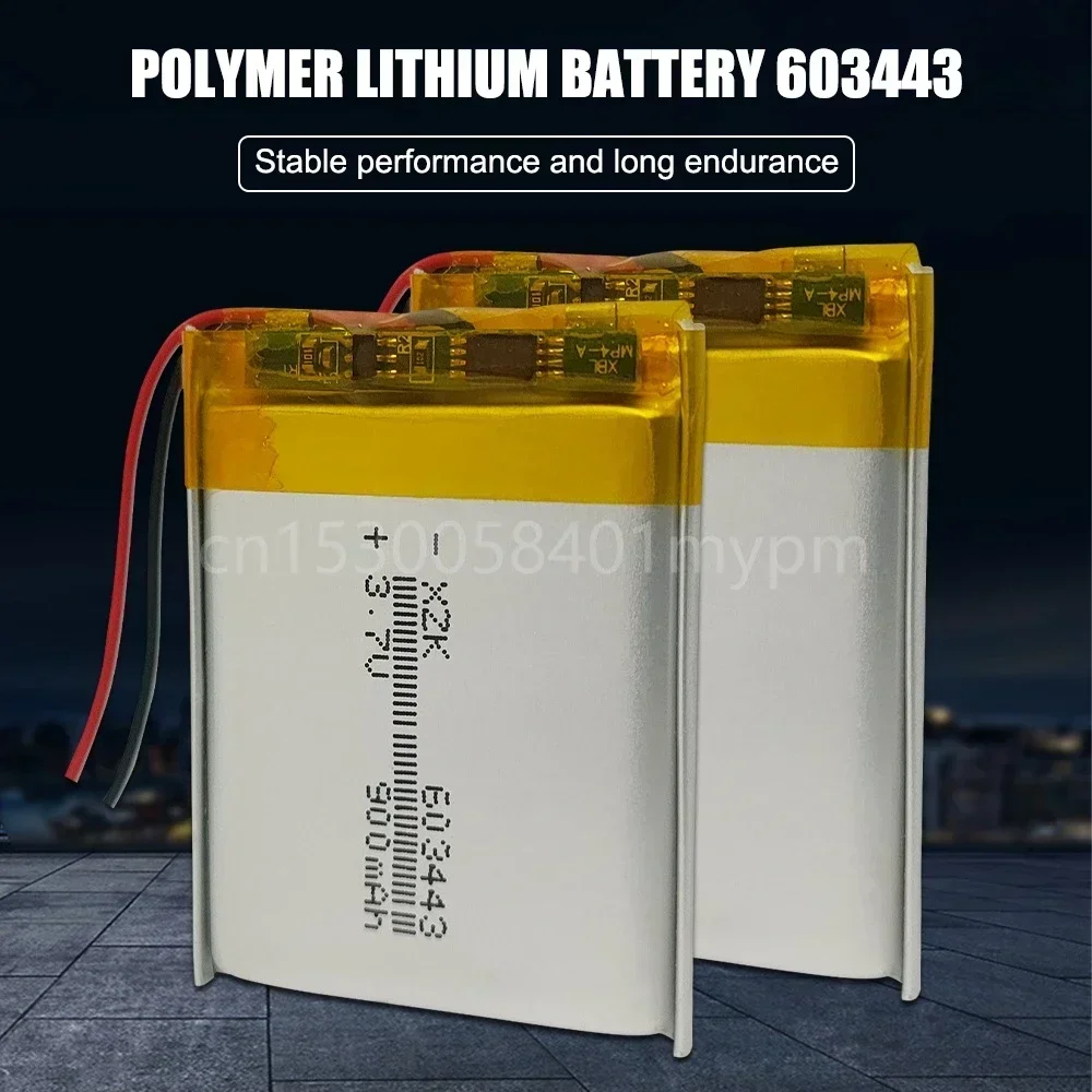 603443 900mAh 3.7V Lithium Polymer Rechargeable Battery for GPS MP4 MP5 Toy Massager Bluetooth Speaker LED Light Li-ion Cell