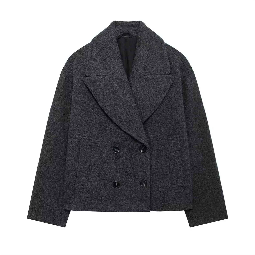 Manteau court mélangé à Double boutonnage pour femme, nouveau produit décontracté, mode et polyvalent, automne/hiver 2024