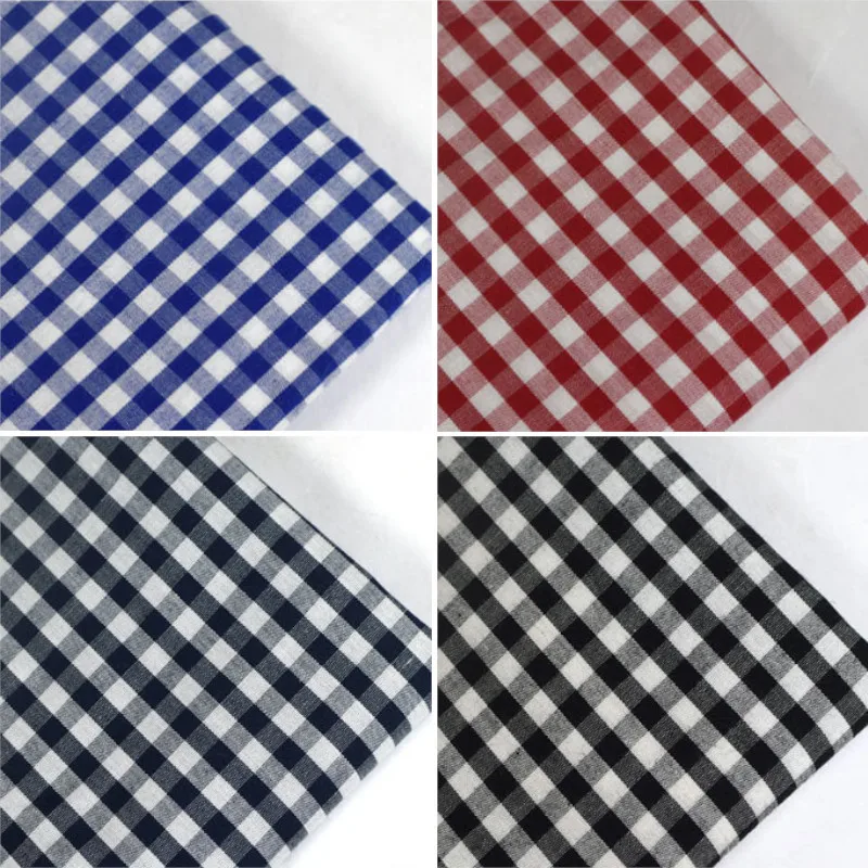 145cm Width Gingham Plaid Check Cotton Fabric 100% Cotton Yarn Dyed Fabric for Dress,Shirts,Black,White,Navy,Blue,by the meter