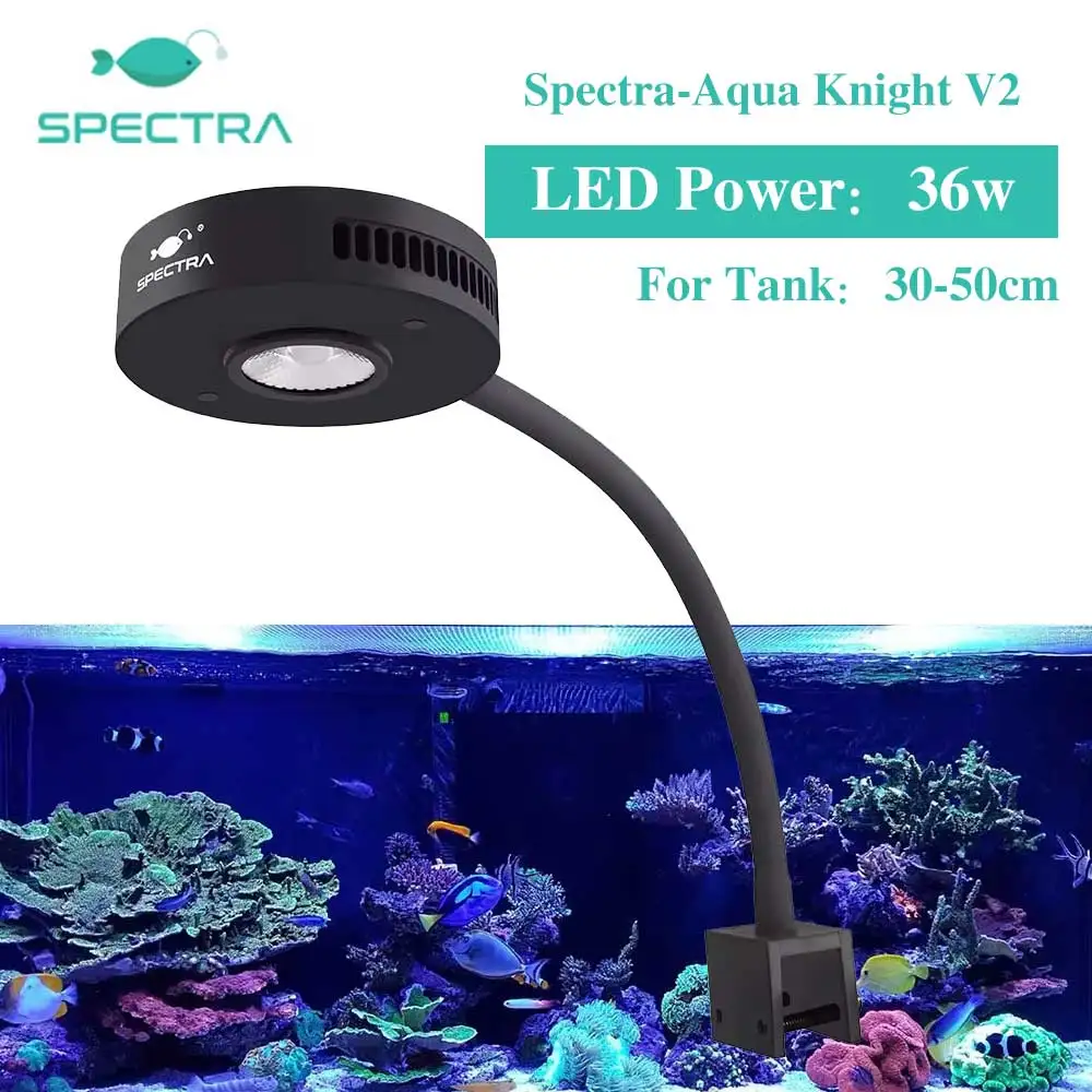 Spectra-Aqua Knight V2/V3 Aquarium Light, Saltwater Lighting for Coral Reef Fish Tank, 36W