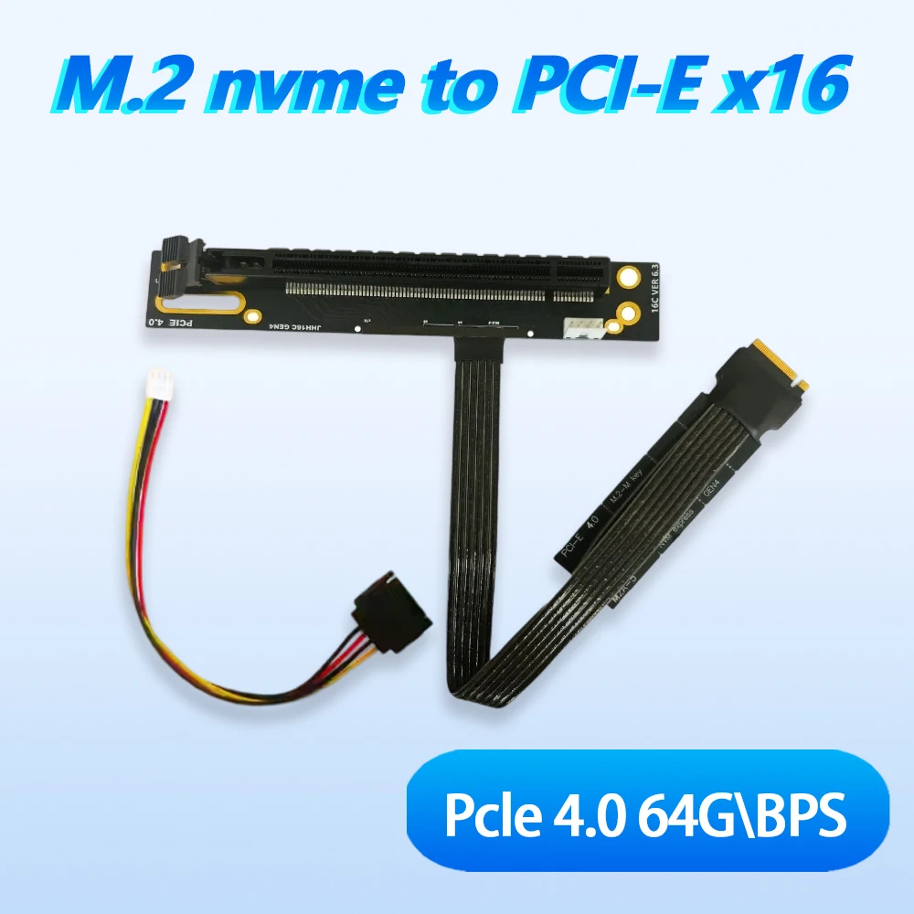 

Кабель-адаптер M.2 NVMe к PCIE x16 4.0 X4 с графическим процессором, 64 Гбит/с, M Key-M SSD GEN4 к PCI-E es, удлинитель перемычки процессора для процессора для egpu