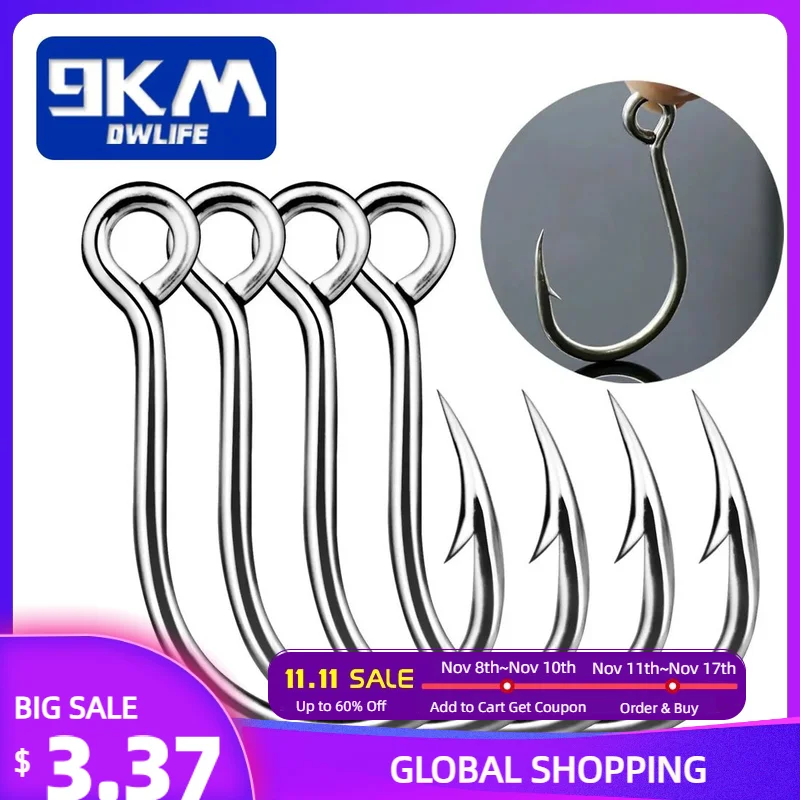 9KM Fishing Hooks 25Pcs Jig Hook Inline Carp Fishing Jigging Hook High Carbon Steel Saltwater Freshwater Fishing Accessories