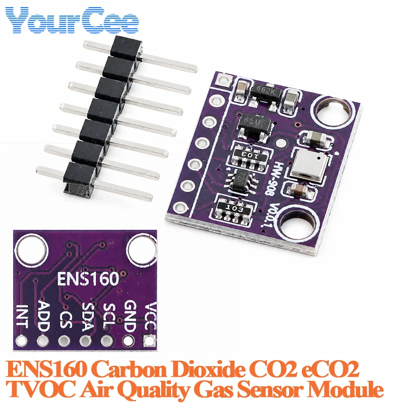 10pcs/1pc ENS160 Carbon Dioxide CO2 ECO2 TVOC Air Quality Monitor Detector Board I2C SPI Gas Sensor Module