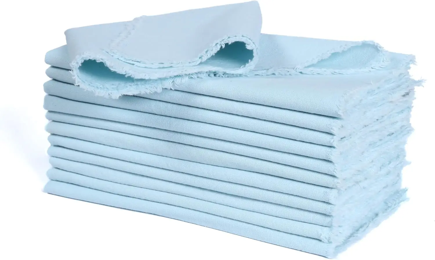 

Cloth Napkins Set of 12 Light Blue 18x18 Inch - Spring Soft & Durable Frayed Dinner Napkin for Easter Wedding, Birthday