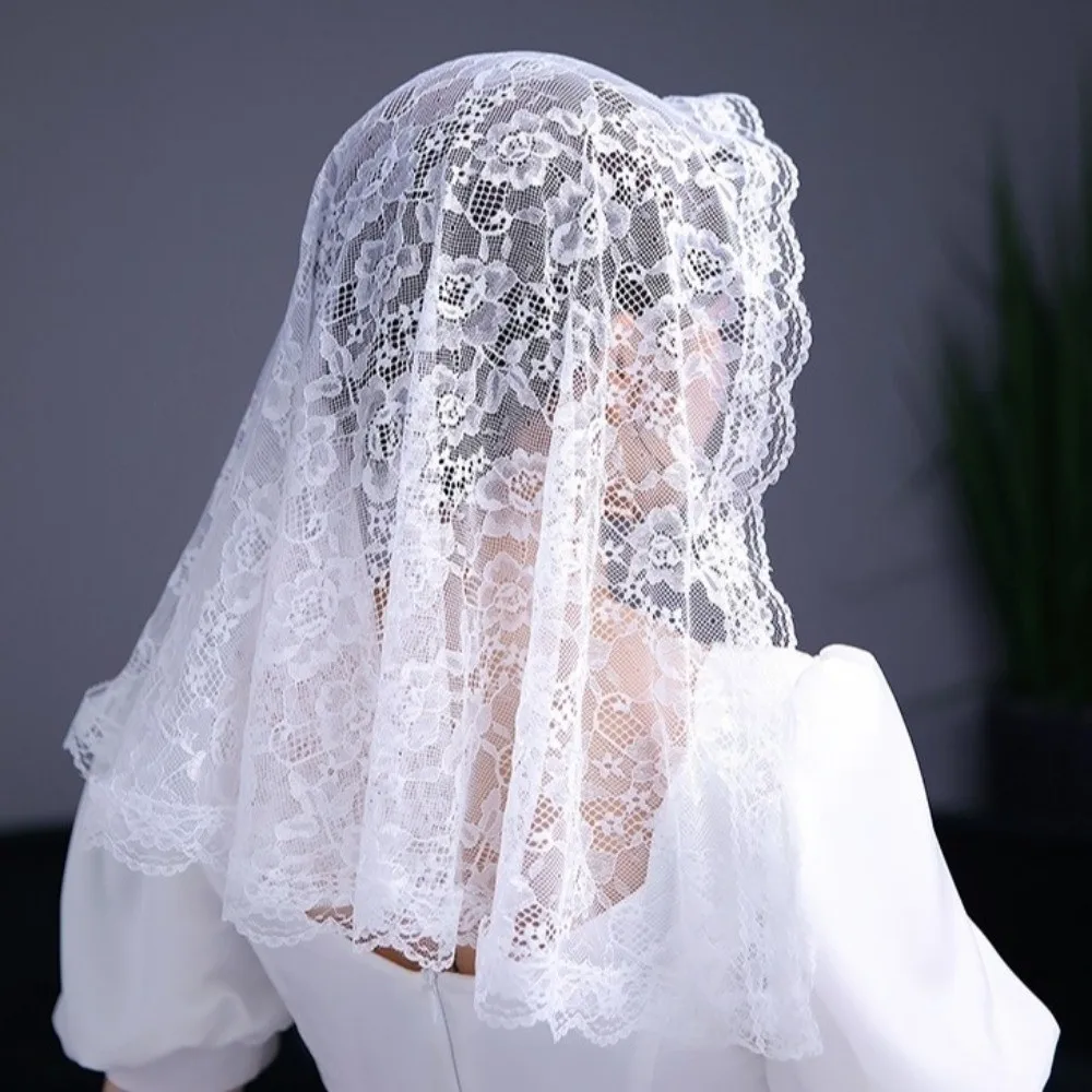 

Фатиновая вуаль с цветочной вышивкой в испанском стиле, кружевной край, свадебный кружевной головной убор, романтический традиционный винтажный кружевной головной убор
