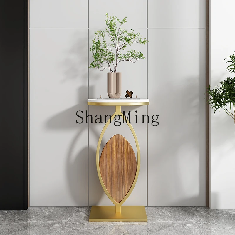 

ZYY light luxury rock slab flower pot shelf simple living room TV cabinet creative semicircular flower stand