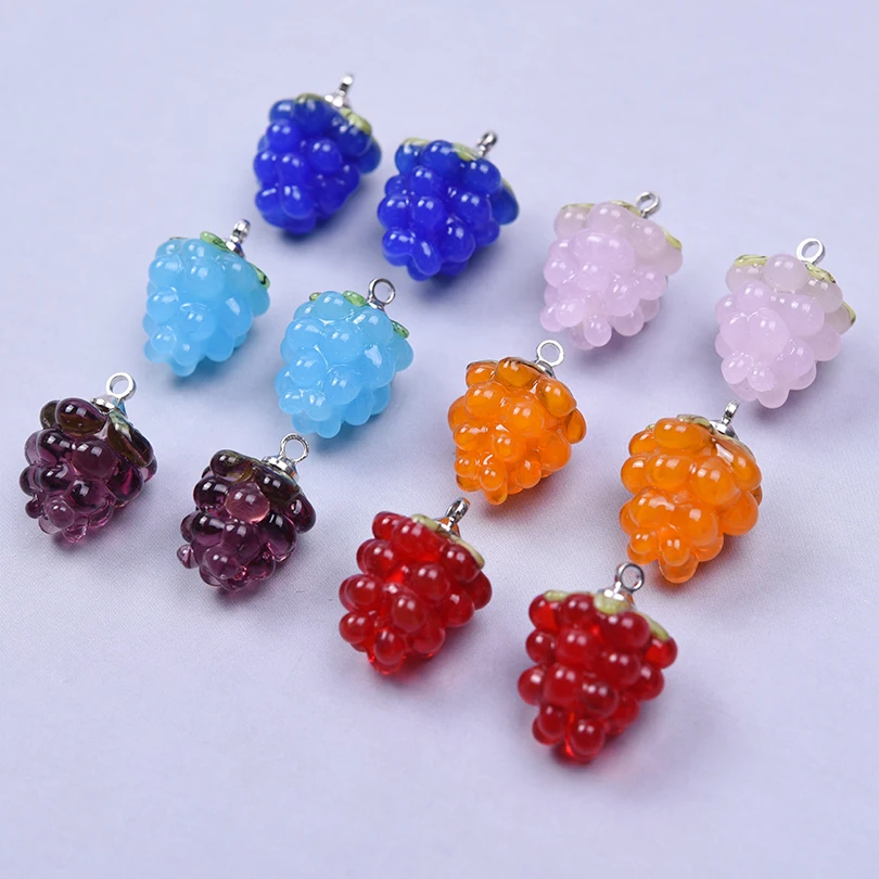 2pcs DIY Fruit Charm Glass Grape Pendants For Jewelry Making Supplies Colorful Materials To Make Earrings Bracelets Accessories
