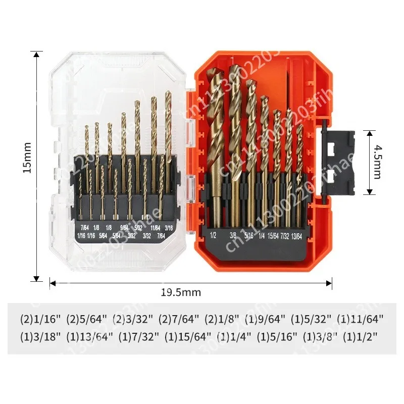 M35 cobalt-containing twist drill set, metal plate stainless steel plastic wood drill bit with storage box punching