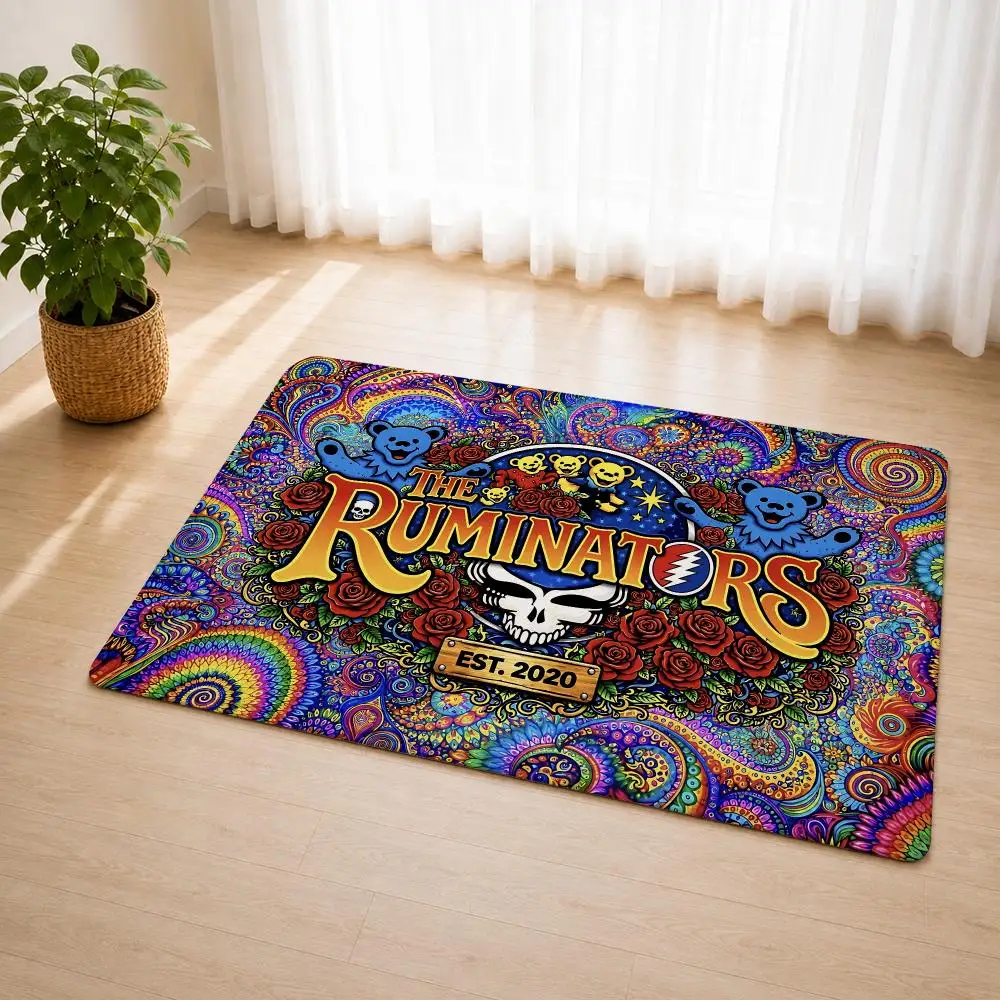 G-Grateful Dead Cool Rock Floor Mat Flannel Rug Soft Non Slip Door Mat For Bathroom Bedroom Kitchen Living Room Home Decor