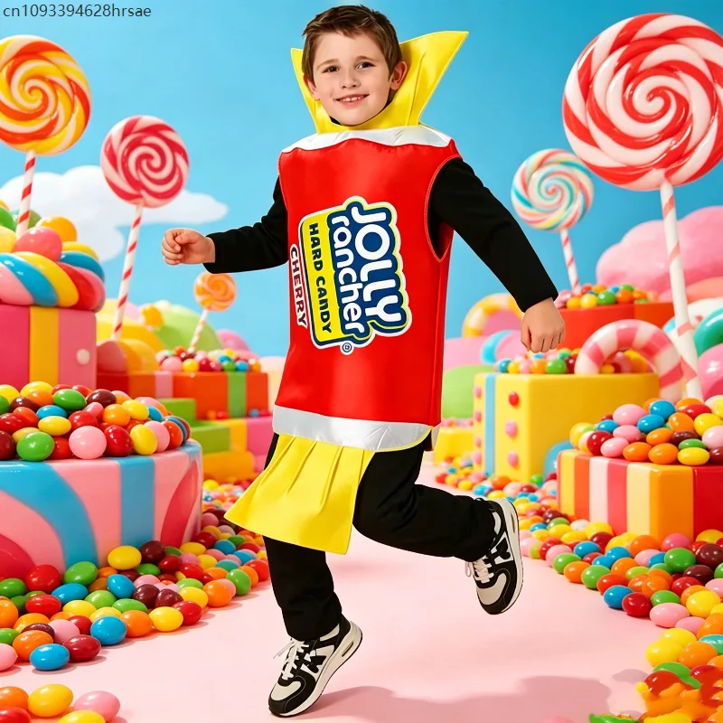 Niedliches Kirschfrucht-Bonbon-förmiges rotes Bonbon-Kostüm für Buchwoche, Cosplay, Maskerade-Party, Mädchen, Junge, Kostüm