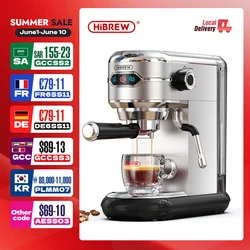 HiBREW 반자동 커피 메이커, 카페테라 20 바 이녹스, 초슬림 ESE 포드 및 파우더, 에스프레소 카푸치노 머신, 온수 H11