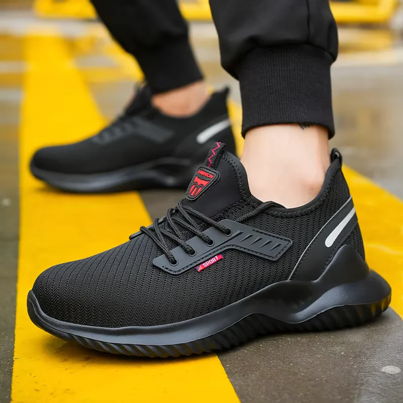 Work Shoes for Men Steel Toe Boots Lightweight Breathable Sneakers Anti-smash Indestructible Shoes Kevlar fabric Industrial Shoe