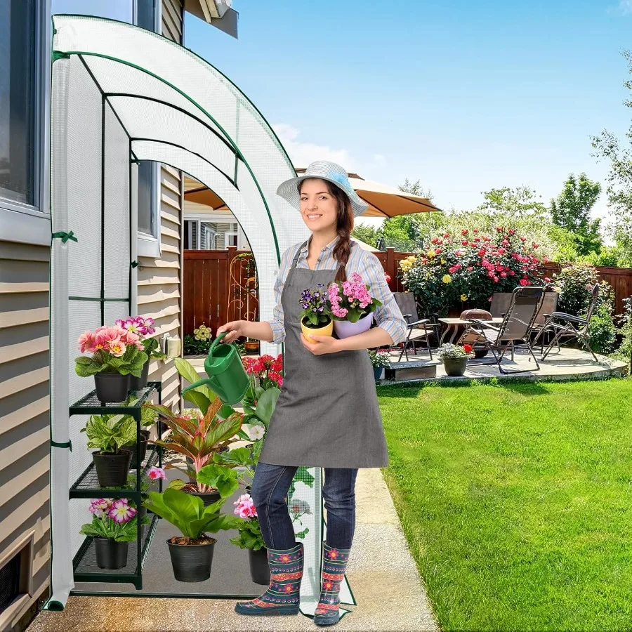 

EAGLE PEAK 3 Tier Lean to Portable Greenhouse for Indoor and Outdoor Use with HeavyDuty Wire Shelves 2 RollUp Zipper Doors Easy