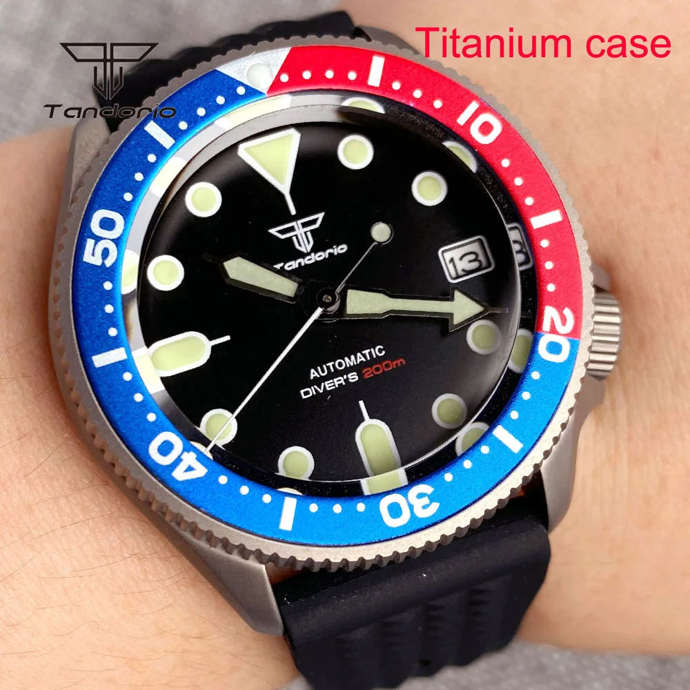 Tandorio NH35 37mm 20atm Dive Titanium Automatic Watch for Men Lady Wristwatch 120 Clicks Bezel Sapphire Crystal Date 3.8 Crown