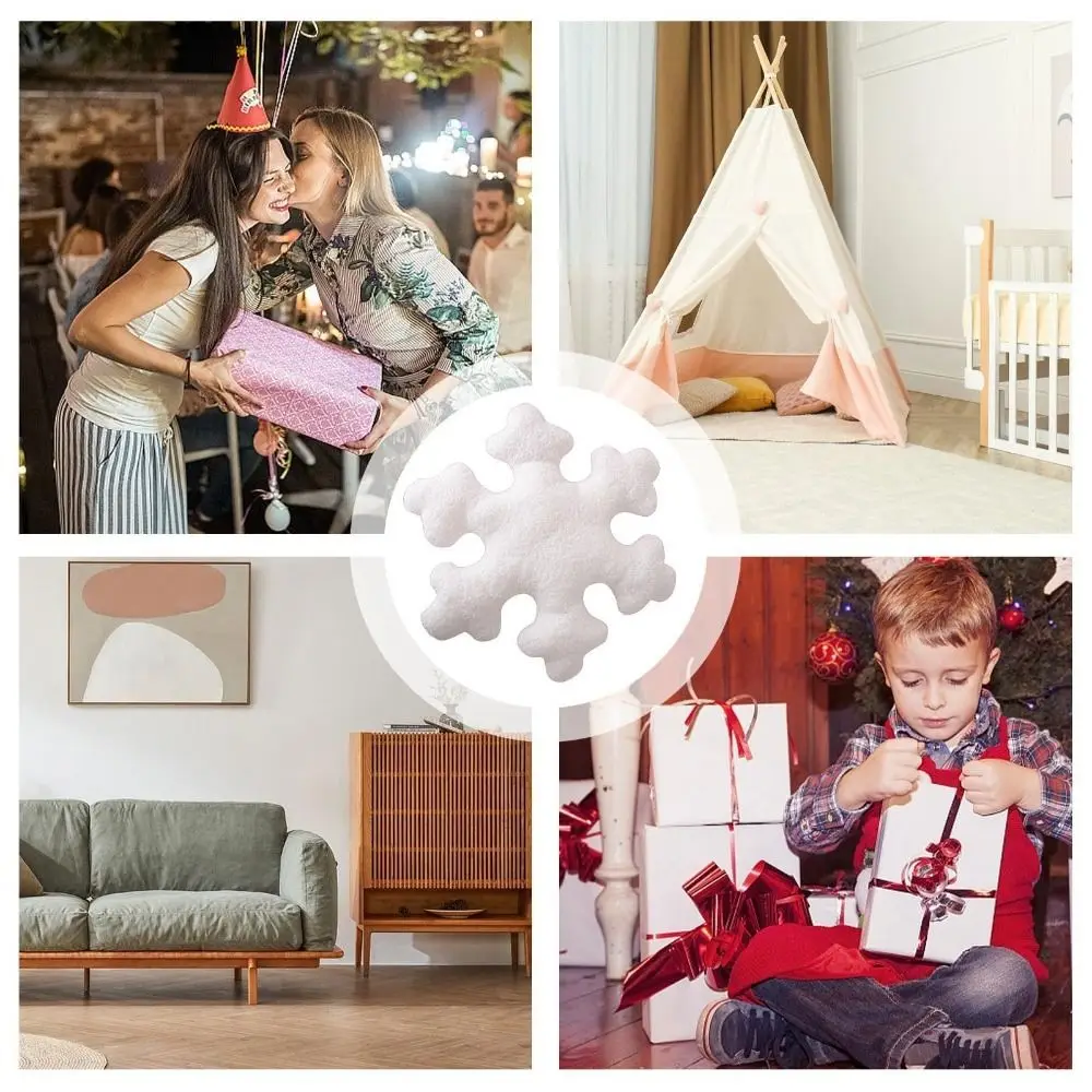 Morbido cuscino natalizio con fiocco di neve in cotone PP, comodo tocco, cuscino imbottito in peluche, 40/50 cm, cuscini con fiocco di neve bianco