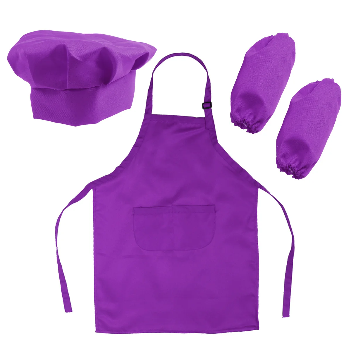 Costume de cuisine violet complet pour enfants, comprend tablier, chapeau et manches de cuisine pour la cuisson, peinture, décoration, cadeau de fête