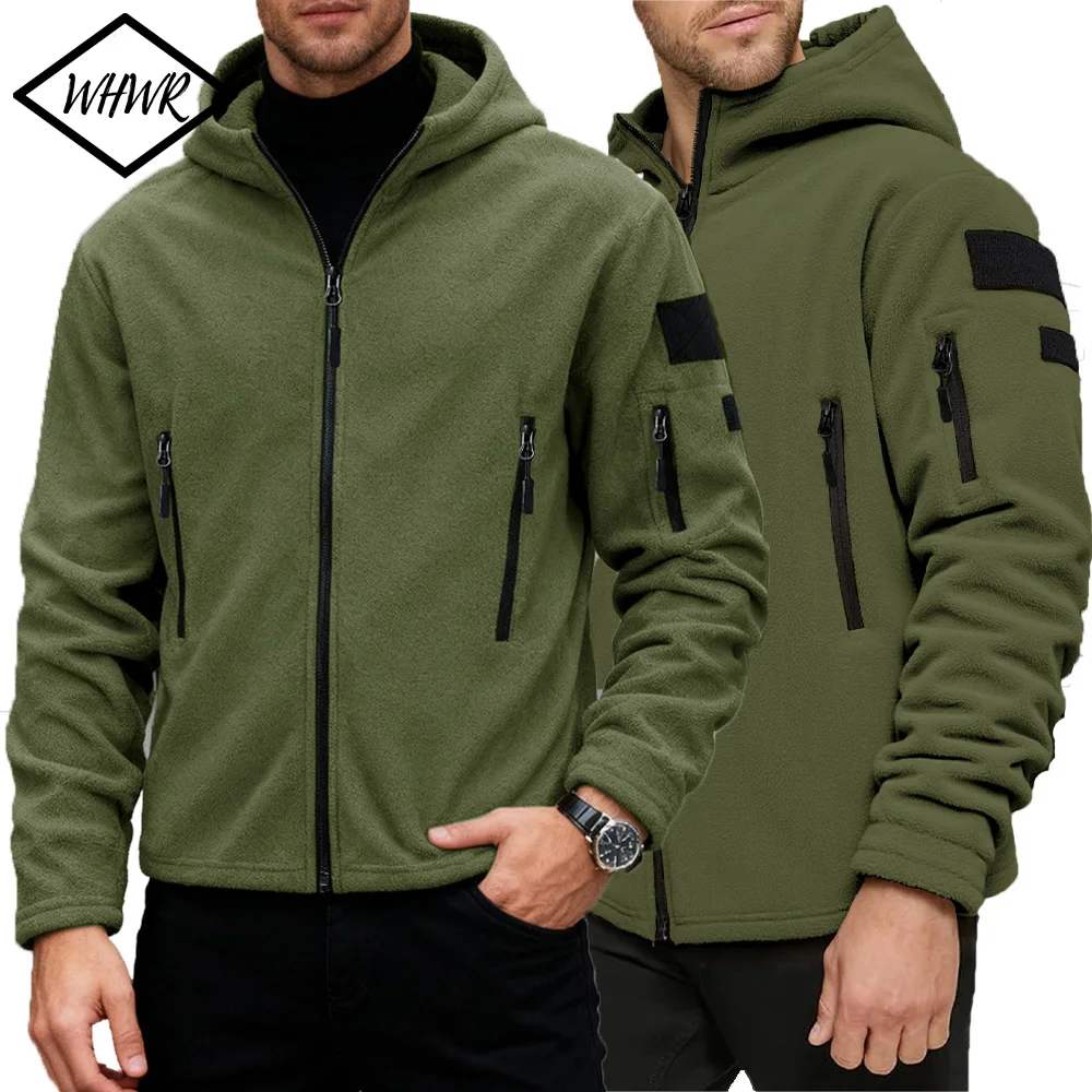 Men's Tactical Jacket Thickened Outdoors Sports Full Zip Up Hooded Jackets Militar Soft Shell Hiking Outdoor Training Jackets