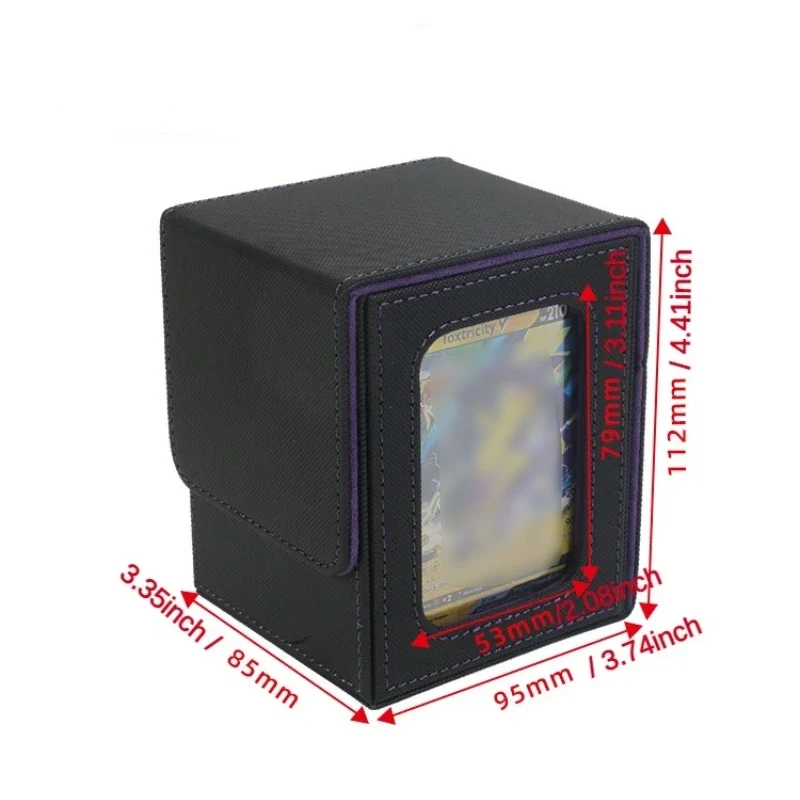 100+ تحميل بطاقة التداول صندوق سطح السفينة اثنين نافذة تصميم بولي Leather الجلود المغناطيسي إغلاق بطاقة الألعاب صندوق تخزين لبطاقات YuGiOh MTG الرياضية