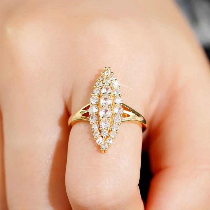 CAOSHI Noble Magnificent Gold Color Rings for Women Brilliant Cubic Zirconia Jewelry Elegant Accessories Daily Wearable Rings