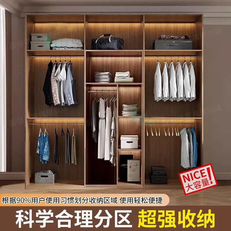 Armadio Porta in legno massello al piano Camera da letto domestica Porta oposta Armadio grande Armadio semplice e moderno