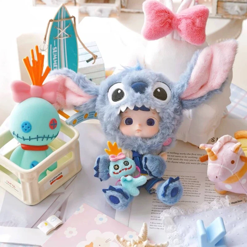 

Коллекционная плюшевая кукла Pop Mart Hacipupu Stitch, подвижная фигурка в масштабе 1/8, в слепой коробке, для декора рабочего стола, украшение, подарок